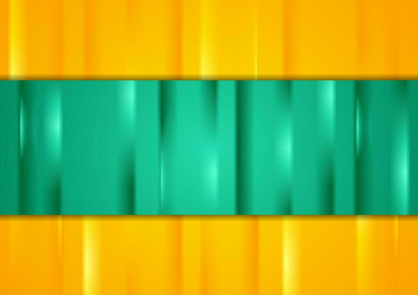 Turquoise and orange glowing stripes abstract background vector