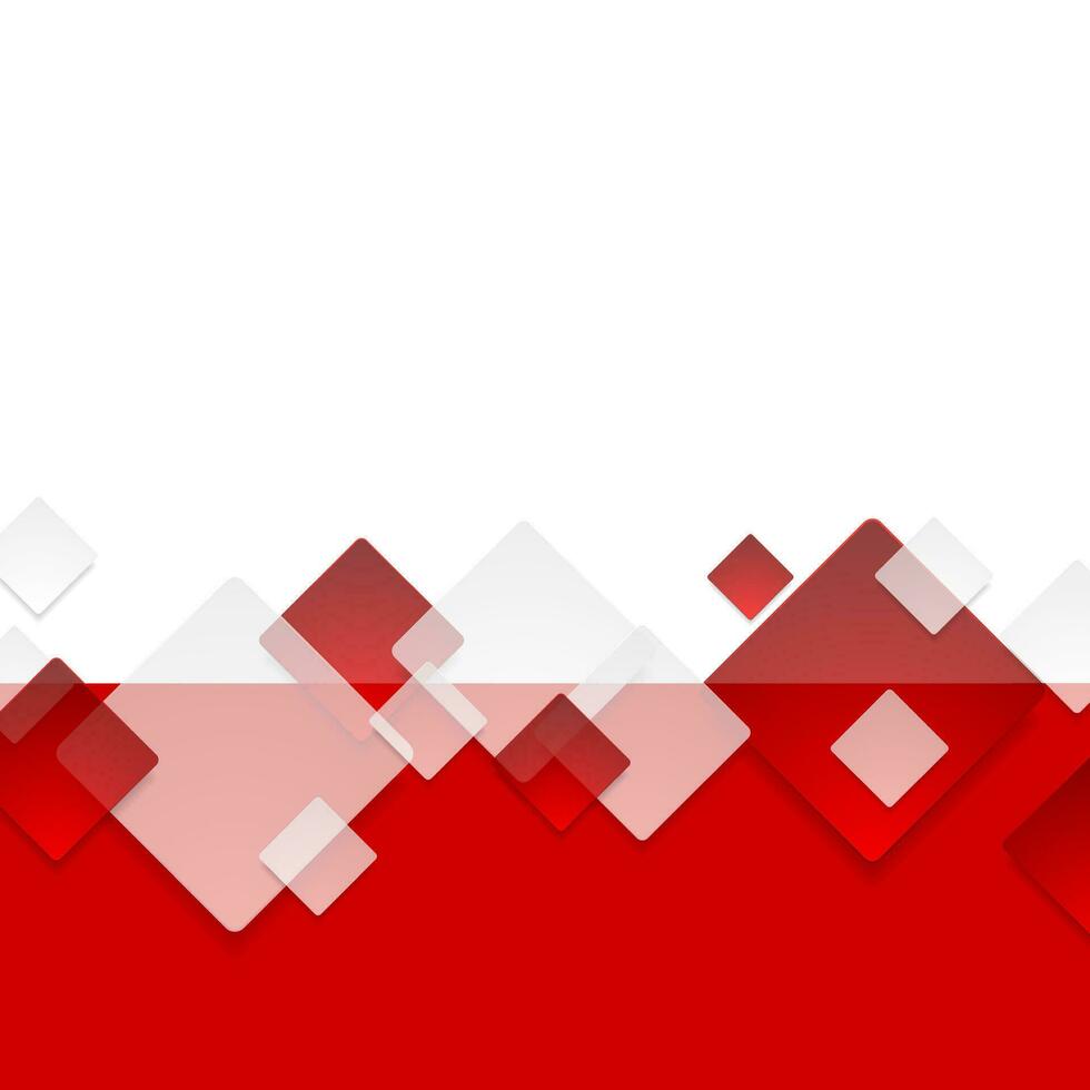 Red and white geometric squares abstract background vector
