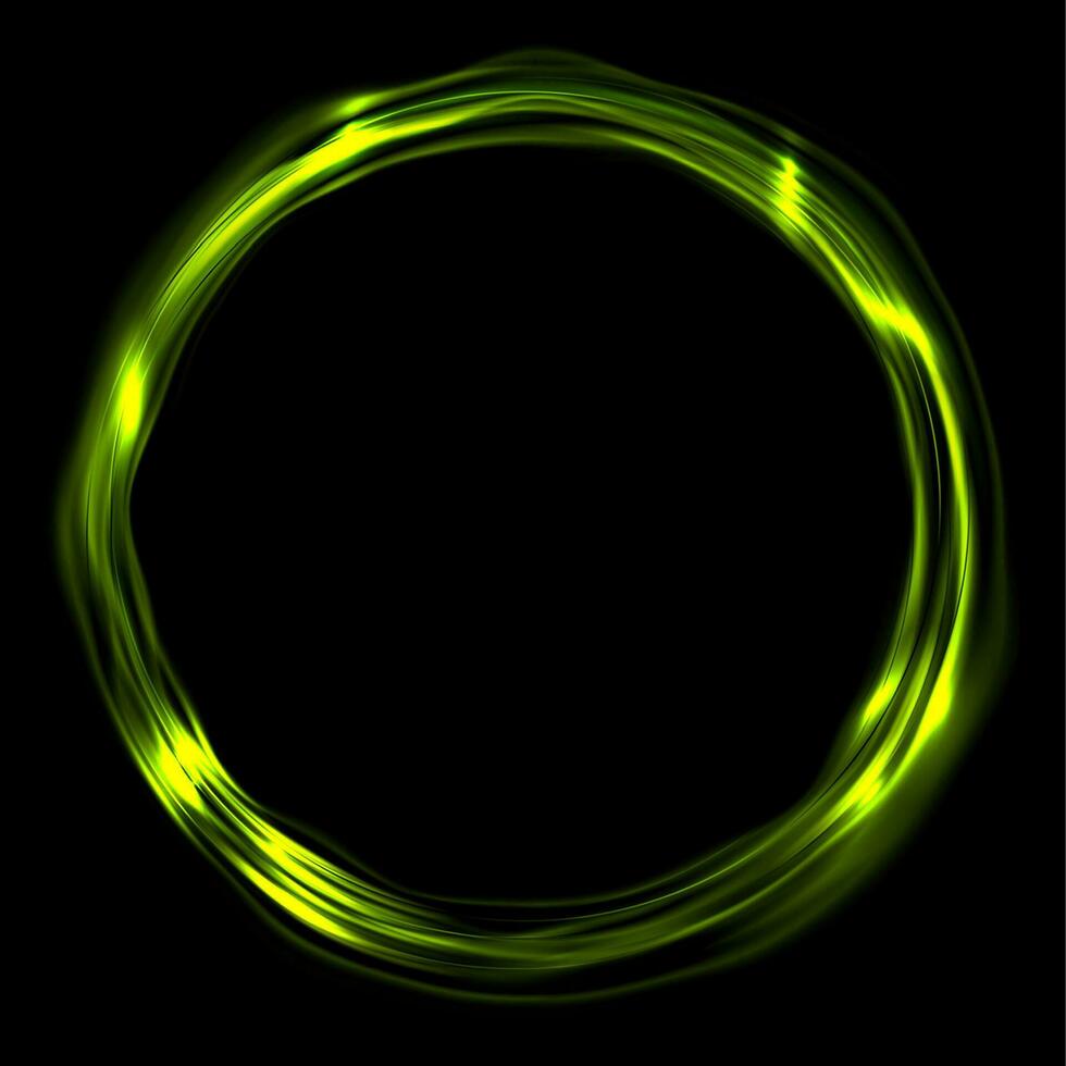 Bright green glossy iridescent ring circle background vector