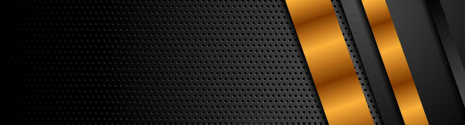 Black bronze stripes on dark perforated background vector