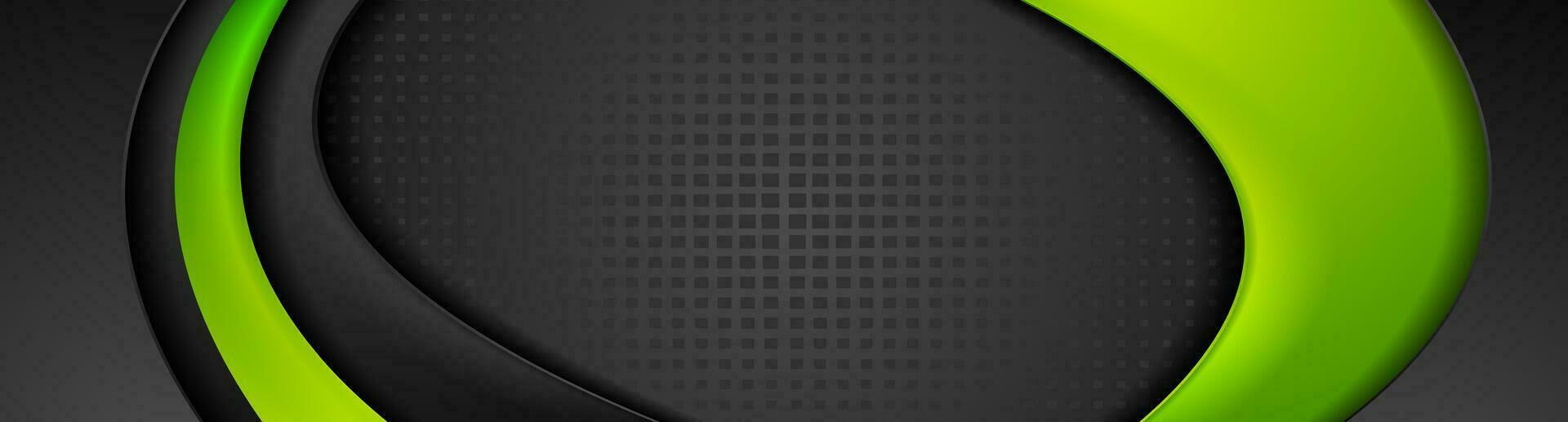 Abstract green black corporate banner with smooth waves vector