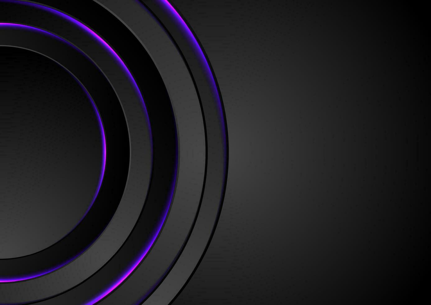 Black circles with ultraviolet neon light background vector