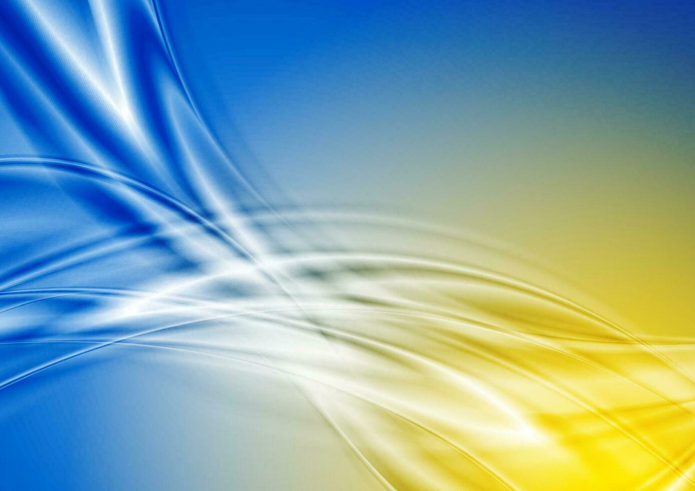 Blue and yellow abstract smooth waves background vector