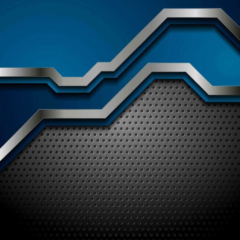 Dark blue and perforated metallic technology background vector