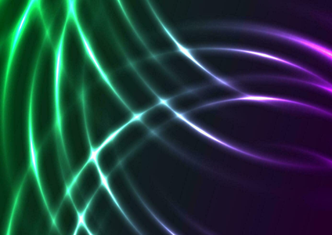 Green violet neon shiny waves abstract background vector