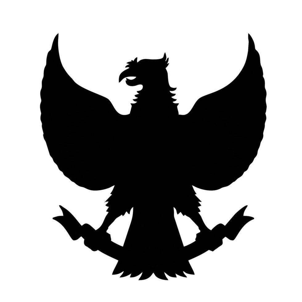 Garuda Pancasila in black logo icon symbol, Indonesia state symbol vector