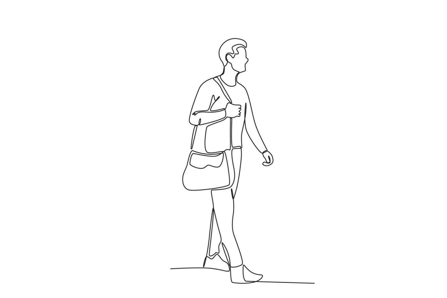 A tourist walks over carrying a bag vector