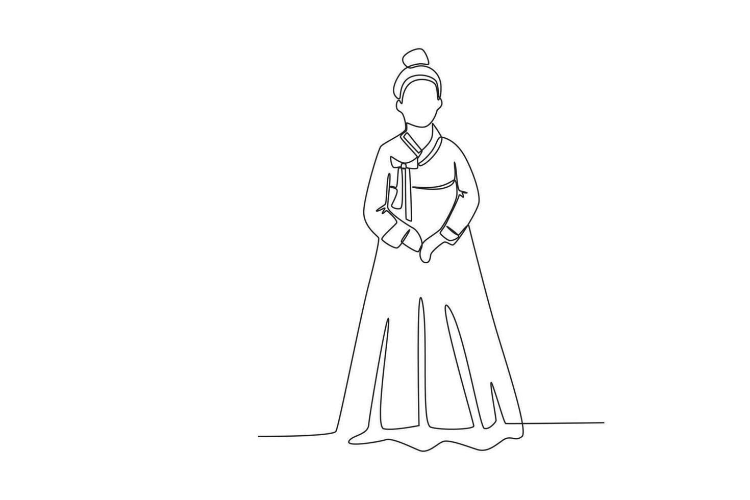 A woman wears traditional clothes on a Chuseok day vector