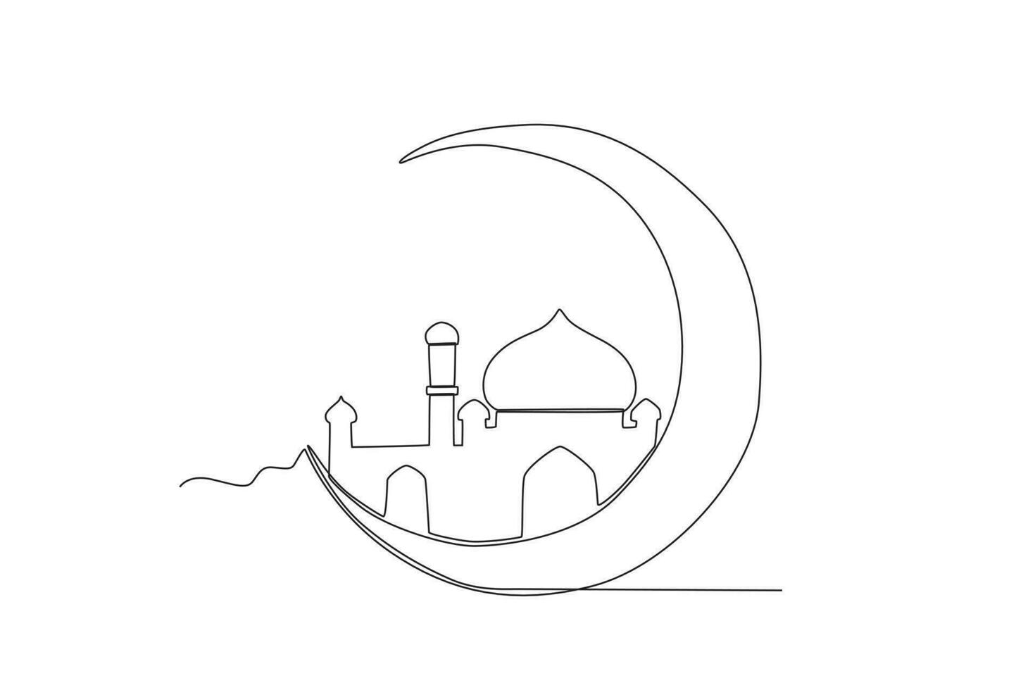 A mosque circled by a crescent moon vector