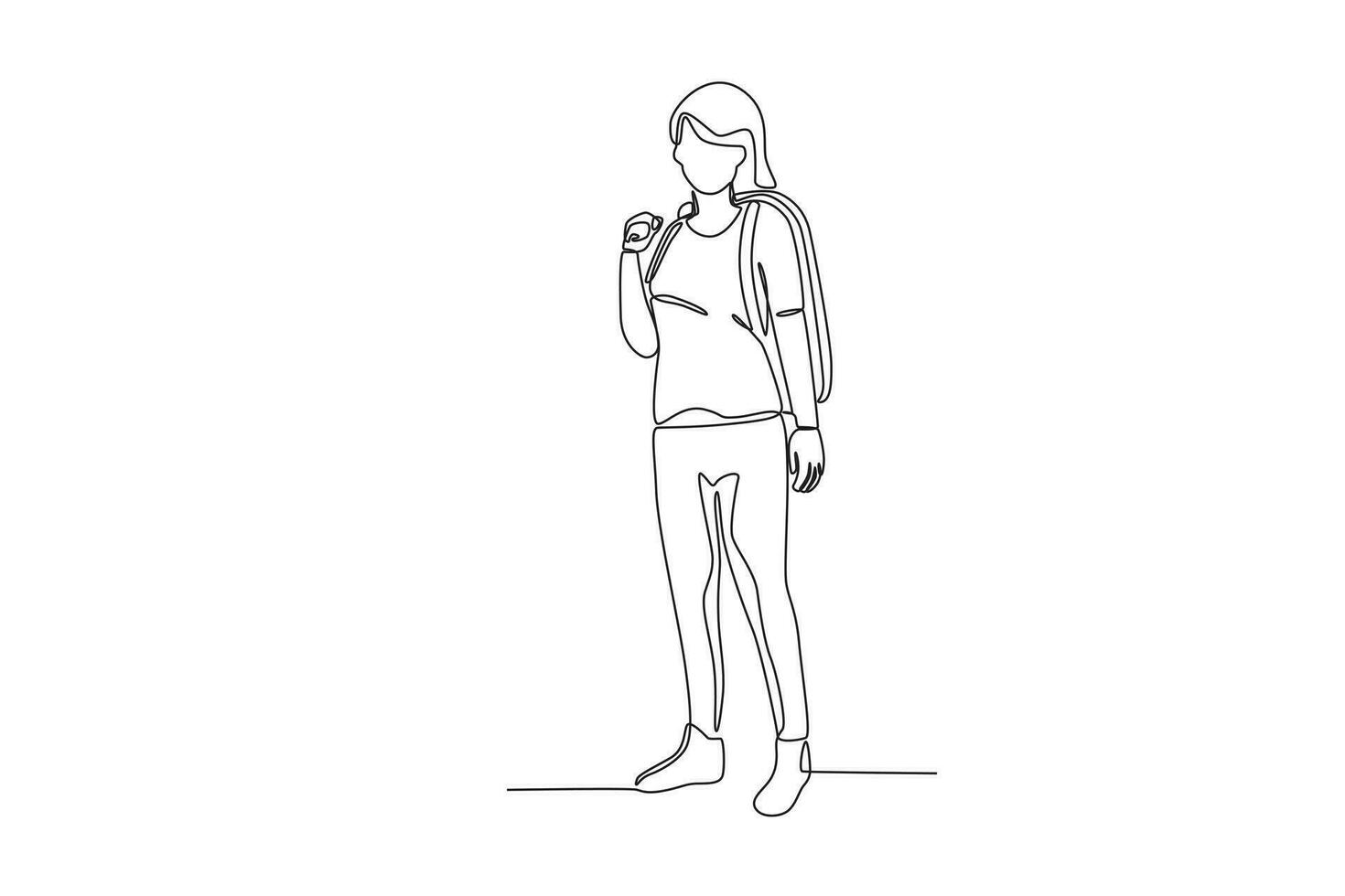 A female tourist carrying a duffel bag vector