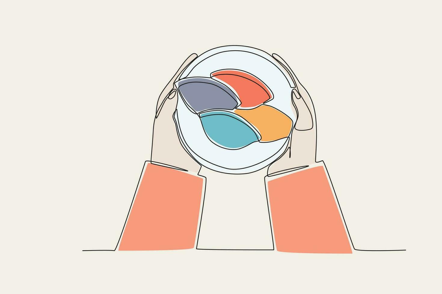 Colored illustration of a hand holding a plate containing songpyeon vector