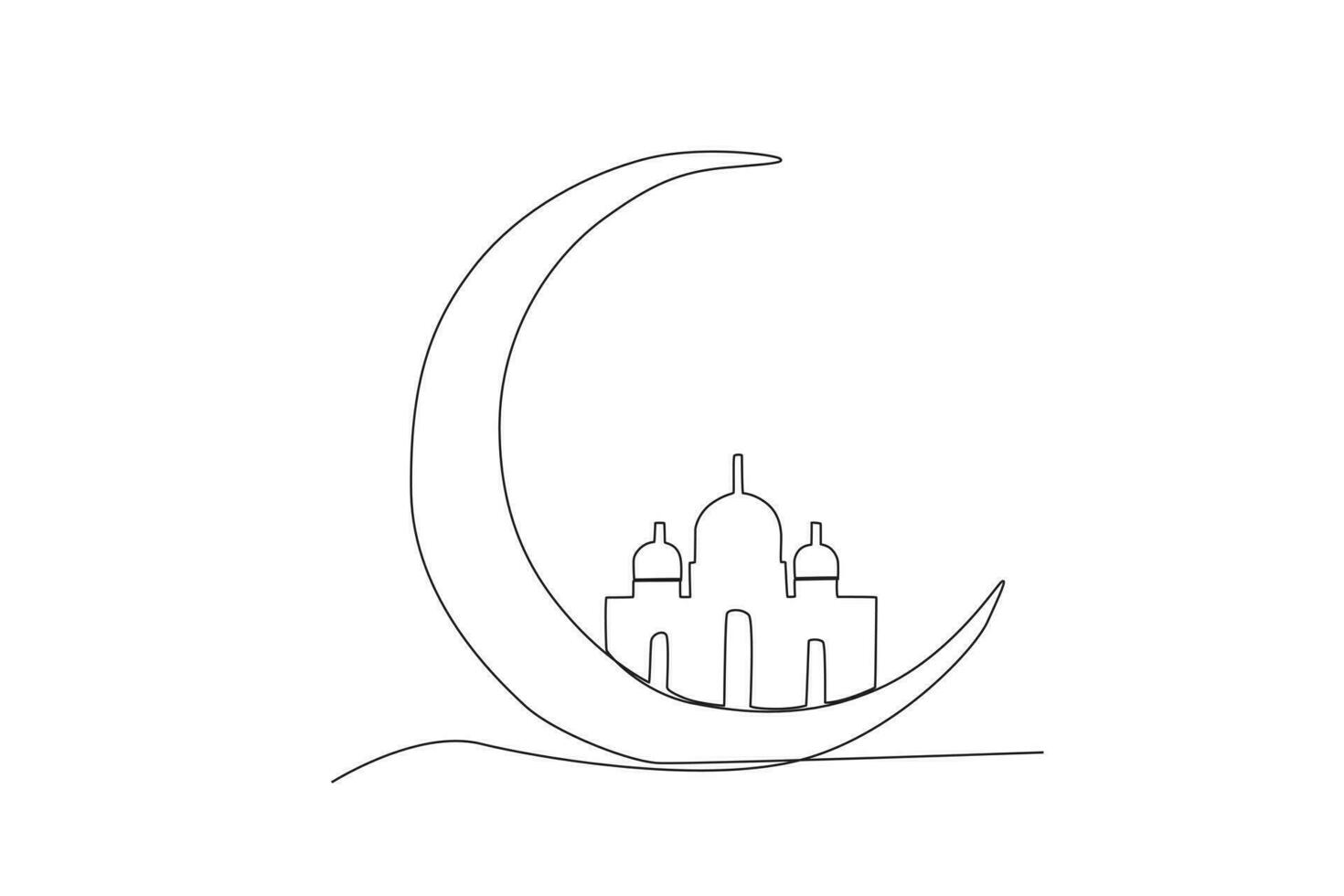 A mosque shrouded in a crescent moon vector