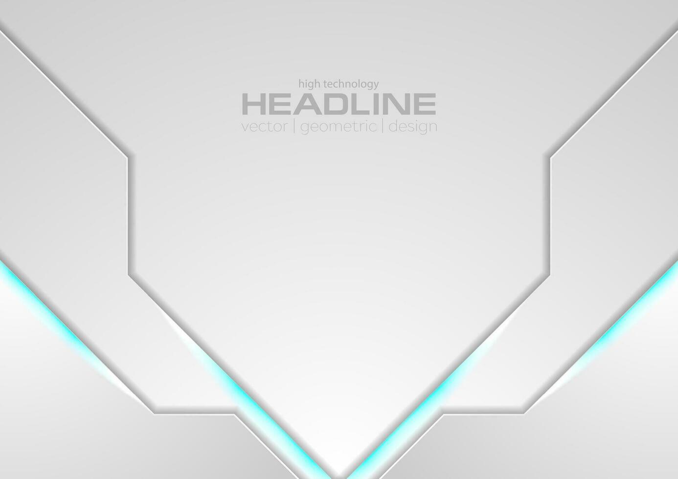 Grey technology background with blue neon light vector