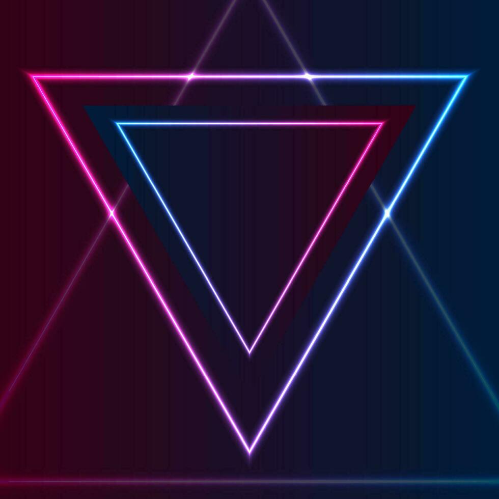 Blue purple retro neon laser triangle abstract background vector