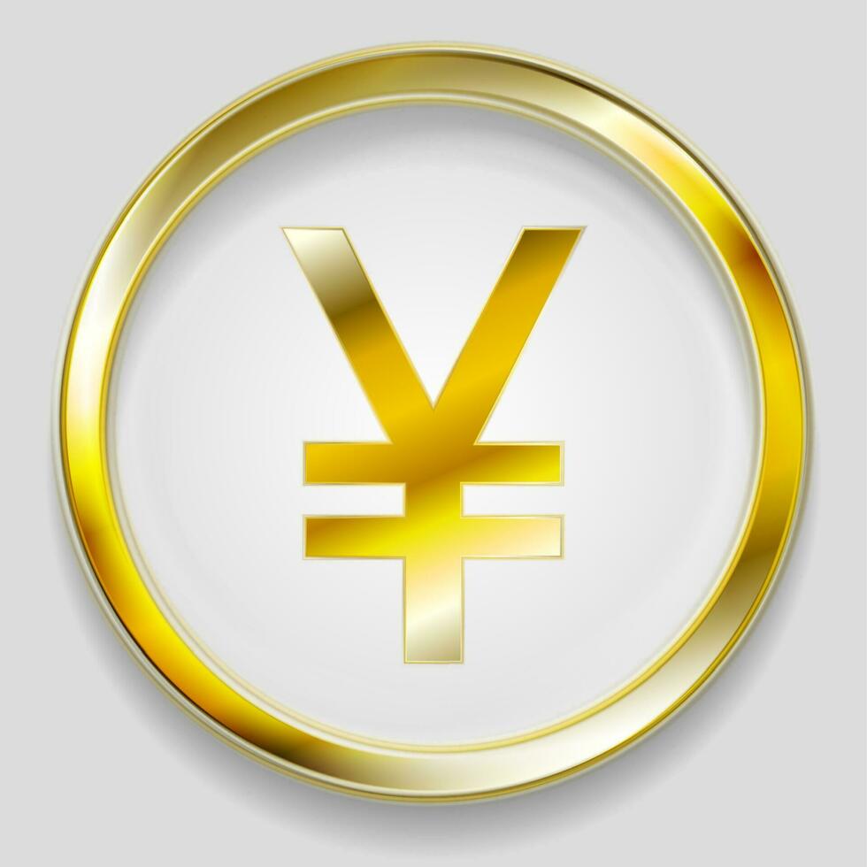 Concept golden yuan symbol logo button vector