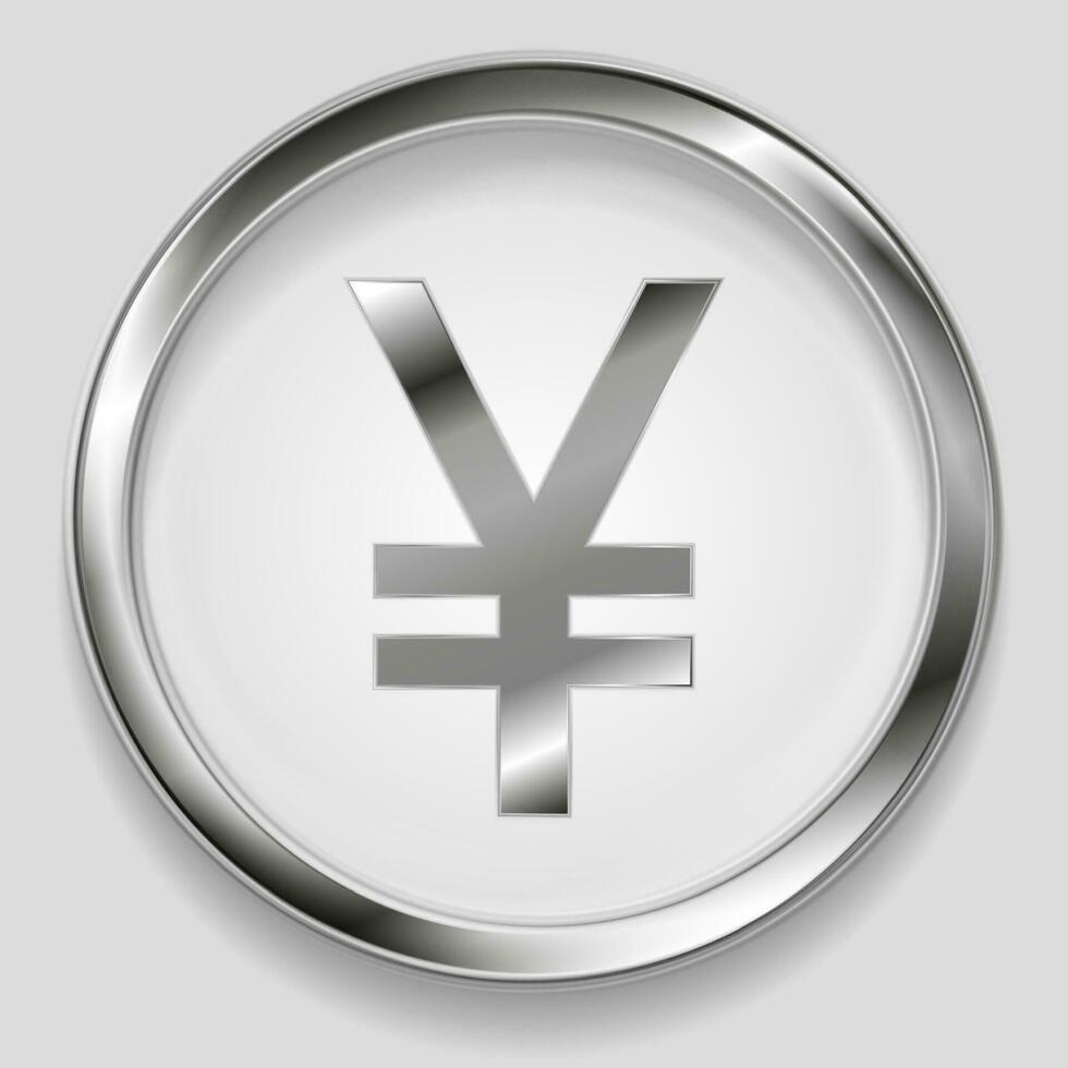 Concept metallic yuan symbol logo button vector