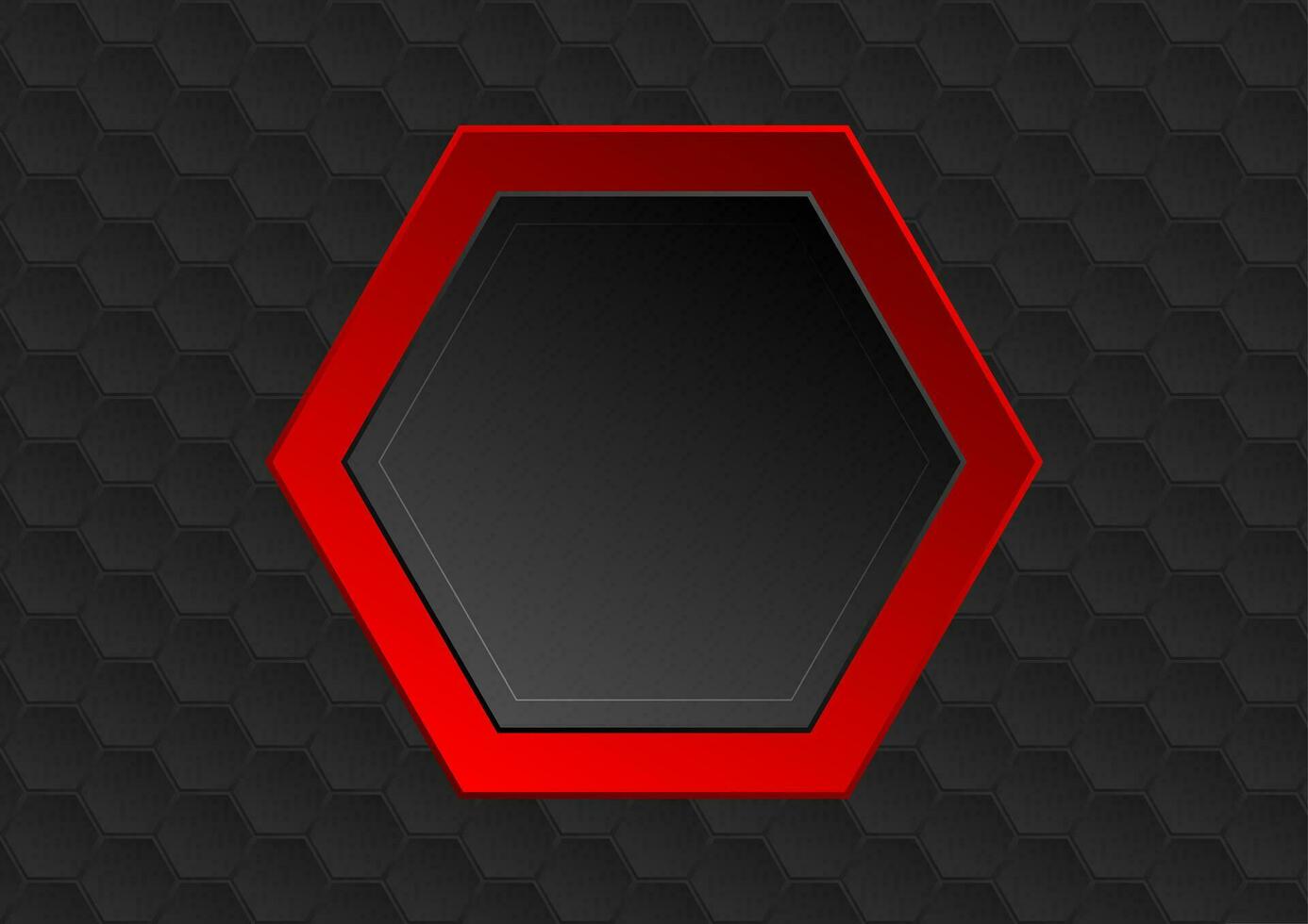 Red black hexagon frame tech geometric design vector