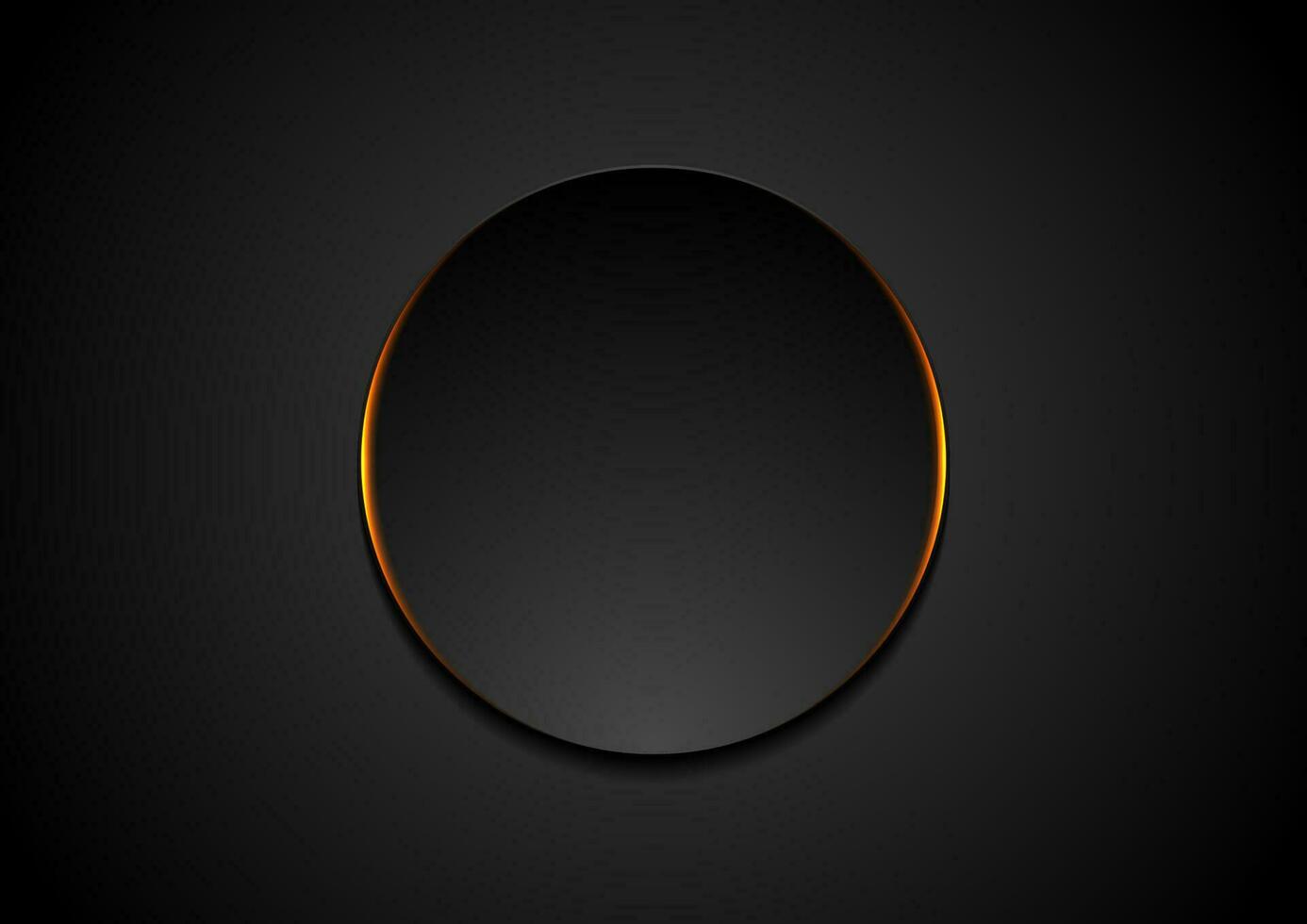 Black circle with orange glowing light abstract background vector