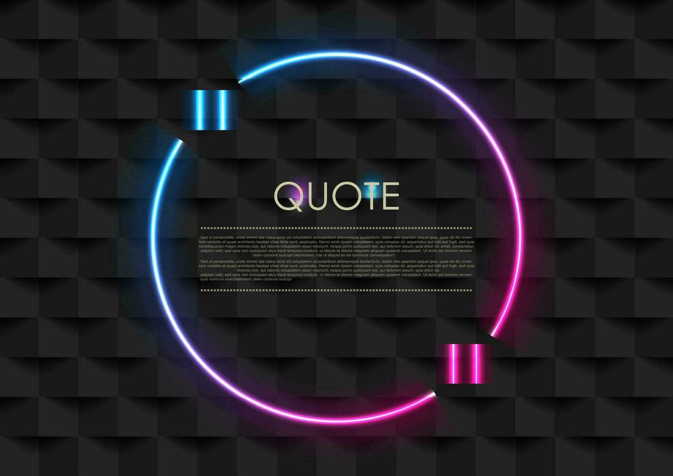 Quote speech bubble abstract laser neon frame background vector