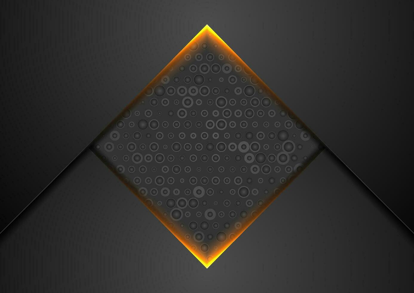 Black abstract background with orange glowing light vector