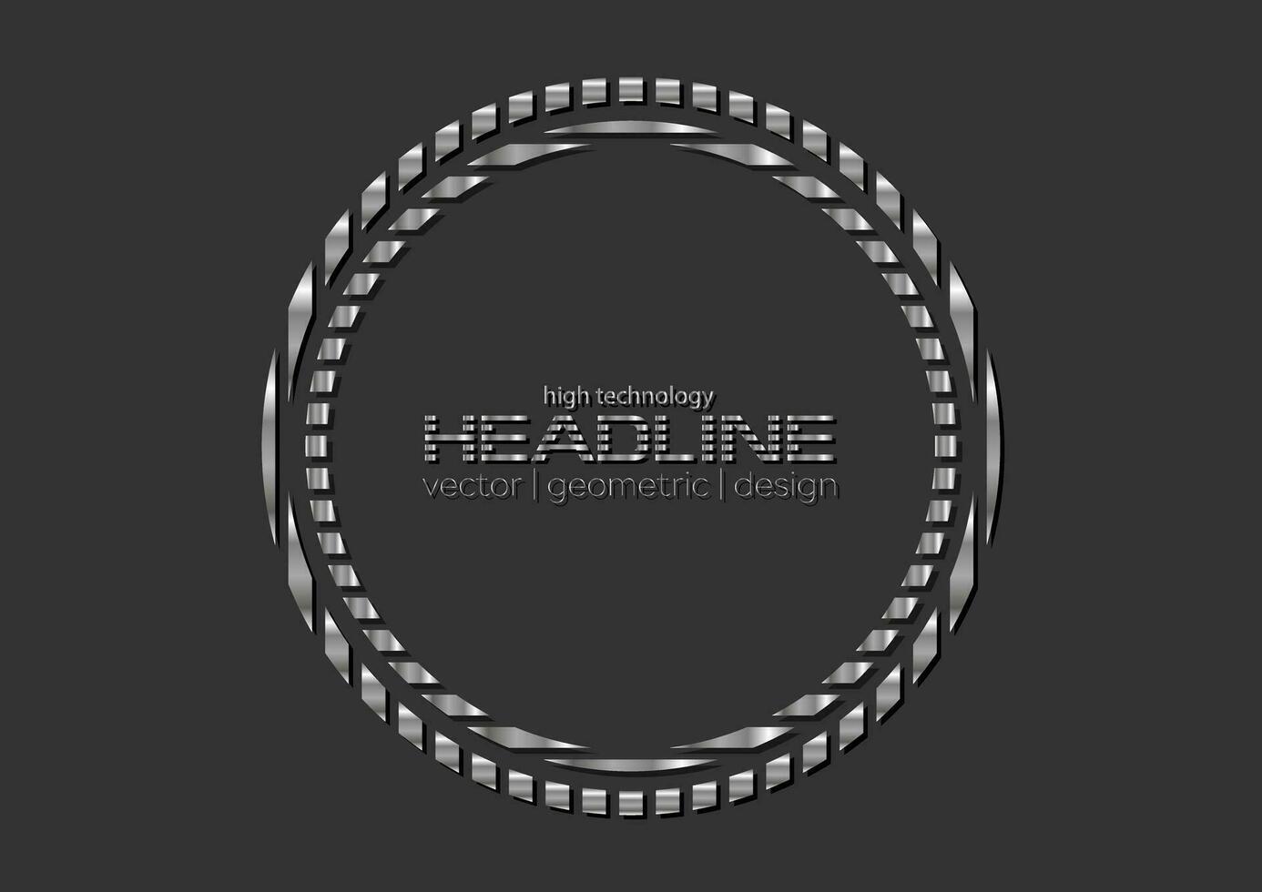 Grey silver metallic circle logo background vector