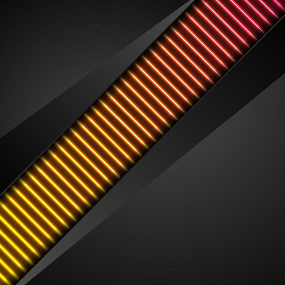 Black abstract background with neon lines texture vector