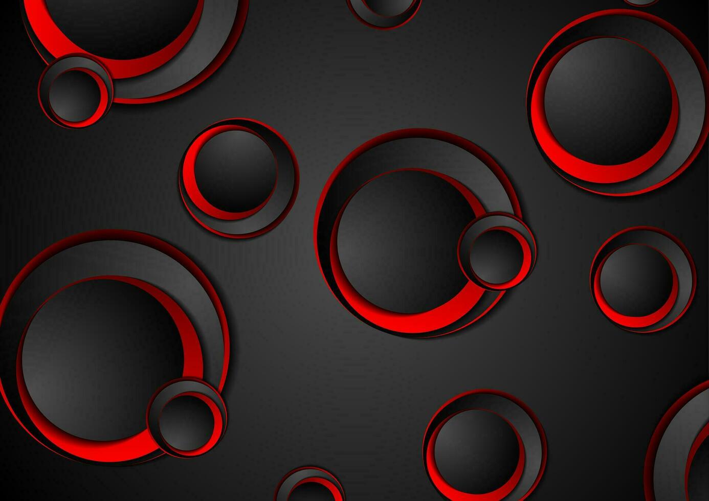 Red and black geometric circles tech background vector