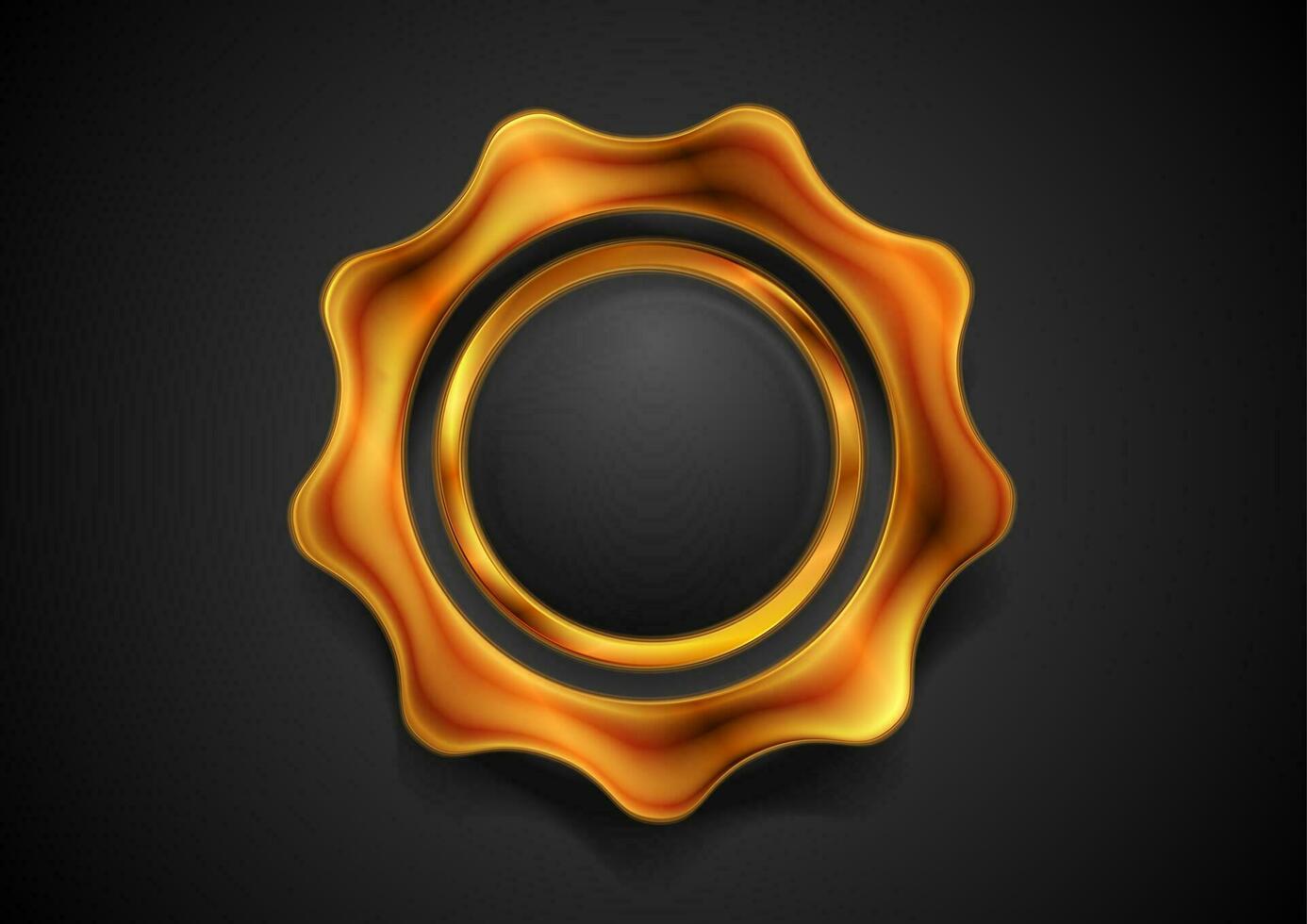Bright bronze gear shape on black background vector