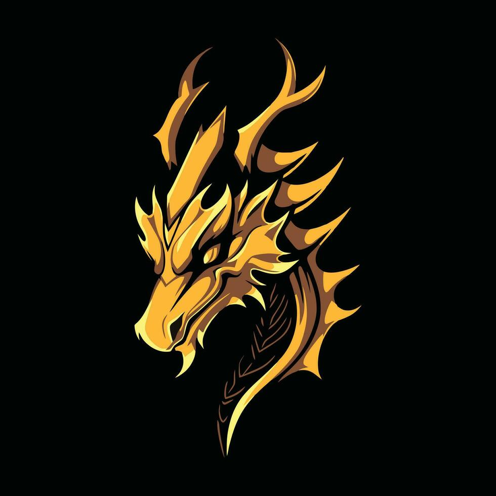 Gold Dragon Head Mascot Logo for Esport. Gold Dragon T-shirt Design. Gold Dragon Logo. Gold Dragon Sticker vector