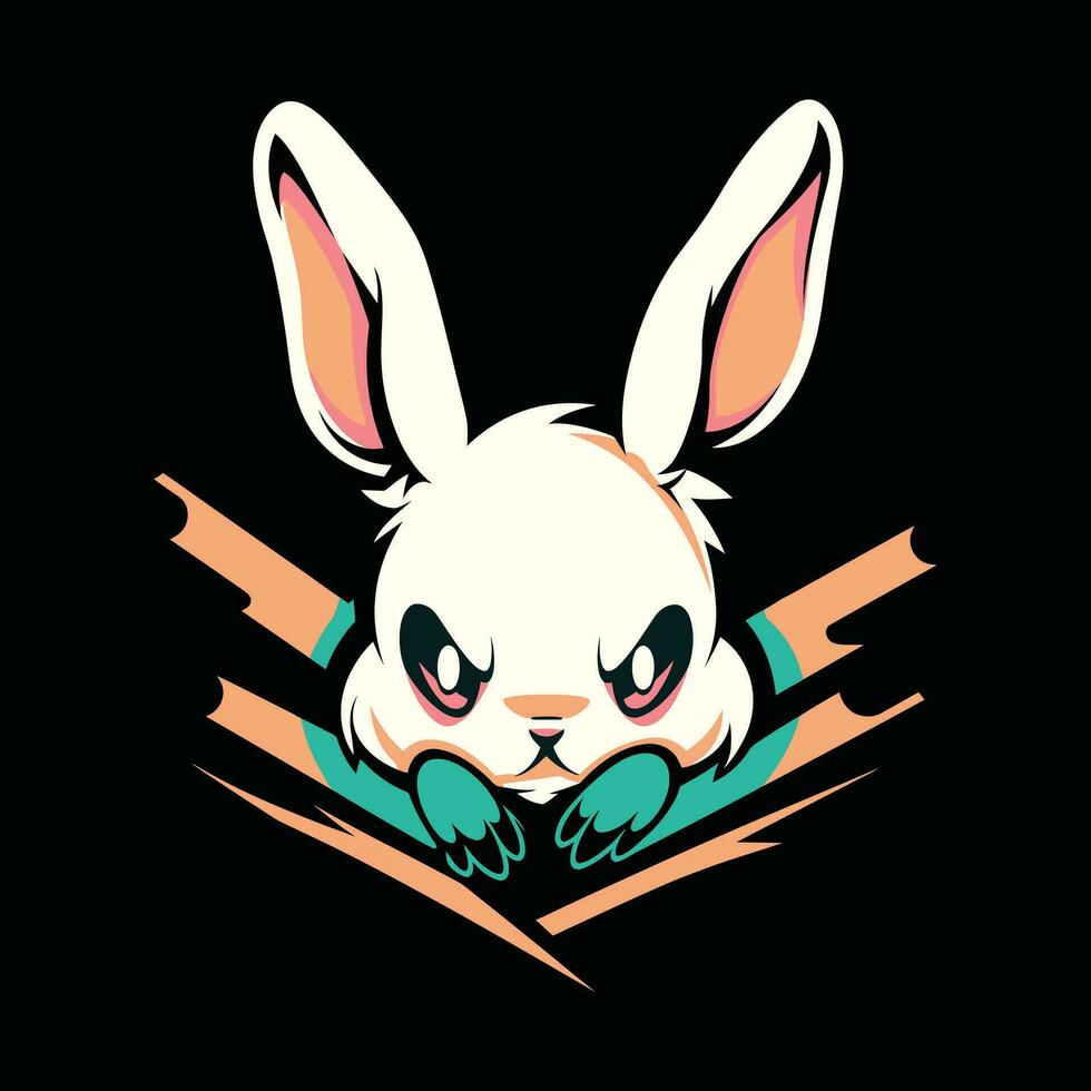 Rabbit Head Mascot Logo for Esport. Rabbit T-shirt Design. Bunny Logo. Rabbit Sticker vector