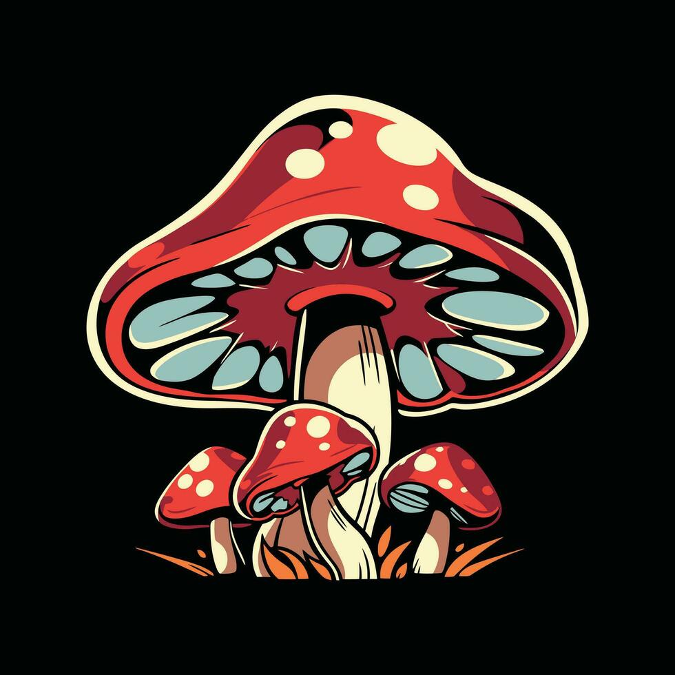 Mushroom vector illustration for sticker, logo, and shirt