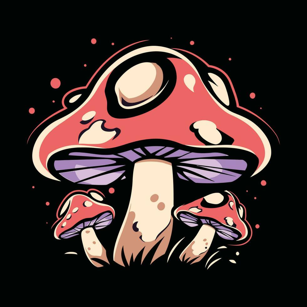 Mushroom vector illustration for sticker, logo, and shirt