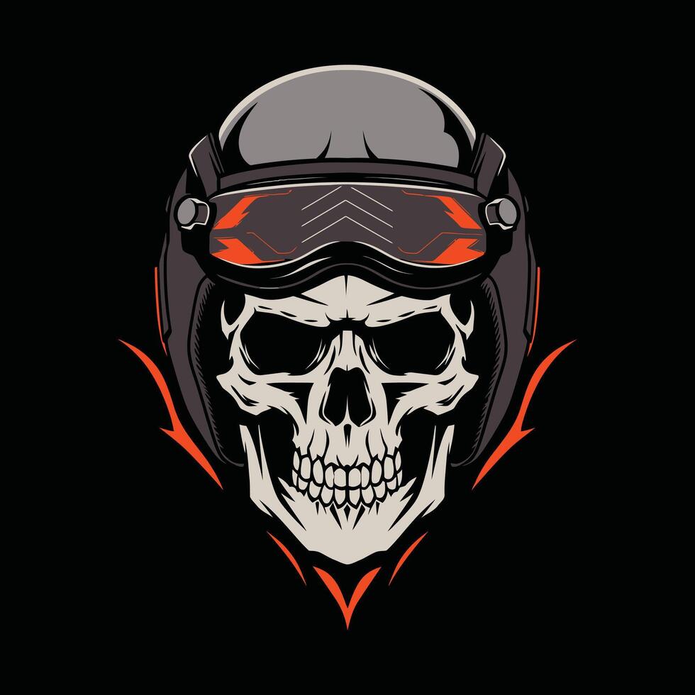 vintage hand drawing skulls wearing motorcycle helmet 26363296 Vector