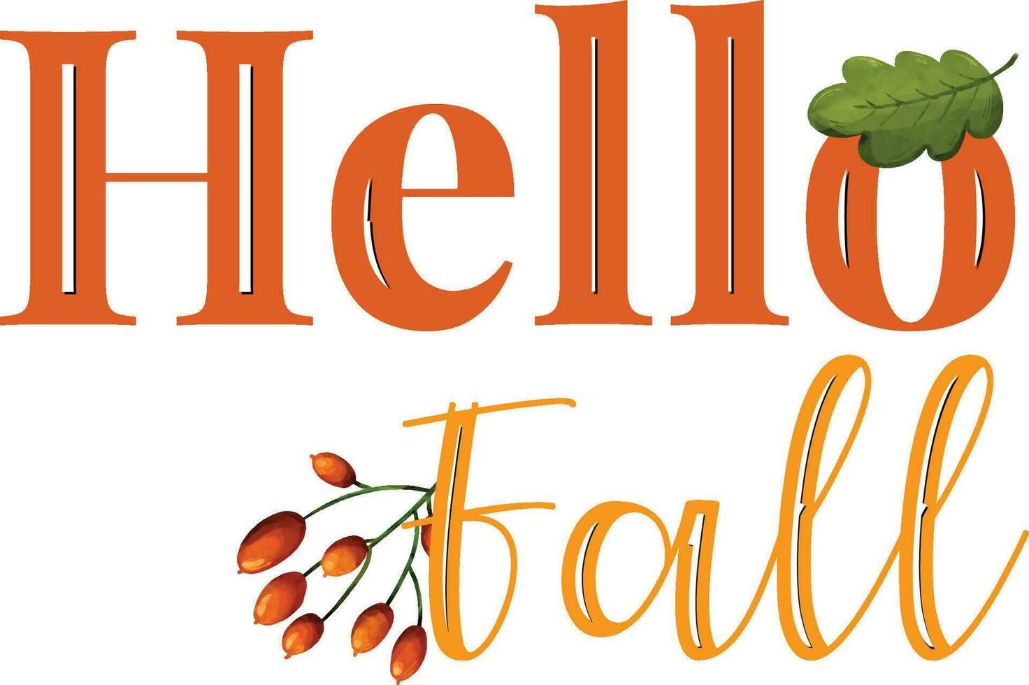 Hello fall. Lettering phrase on white background. Design element for greeting card, t shirt, poster. Vector illustration