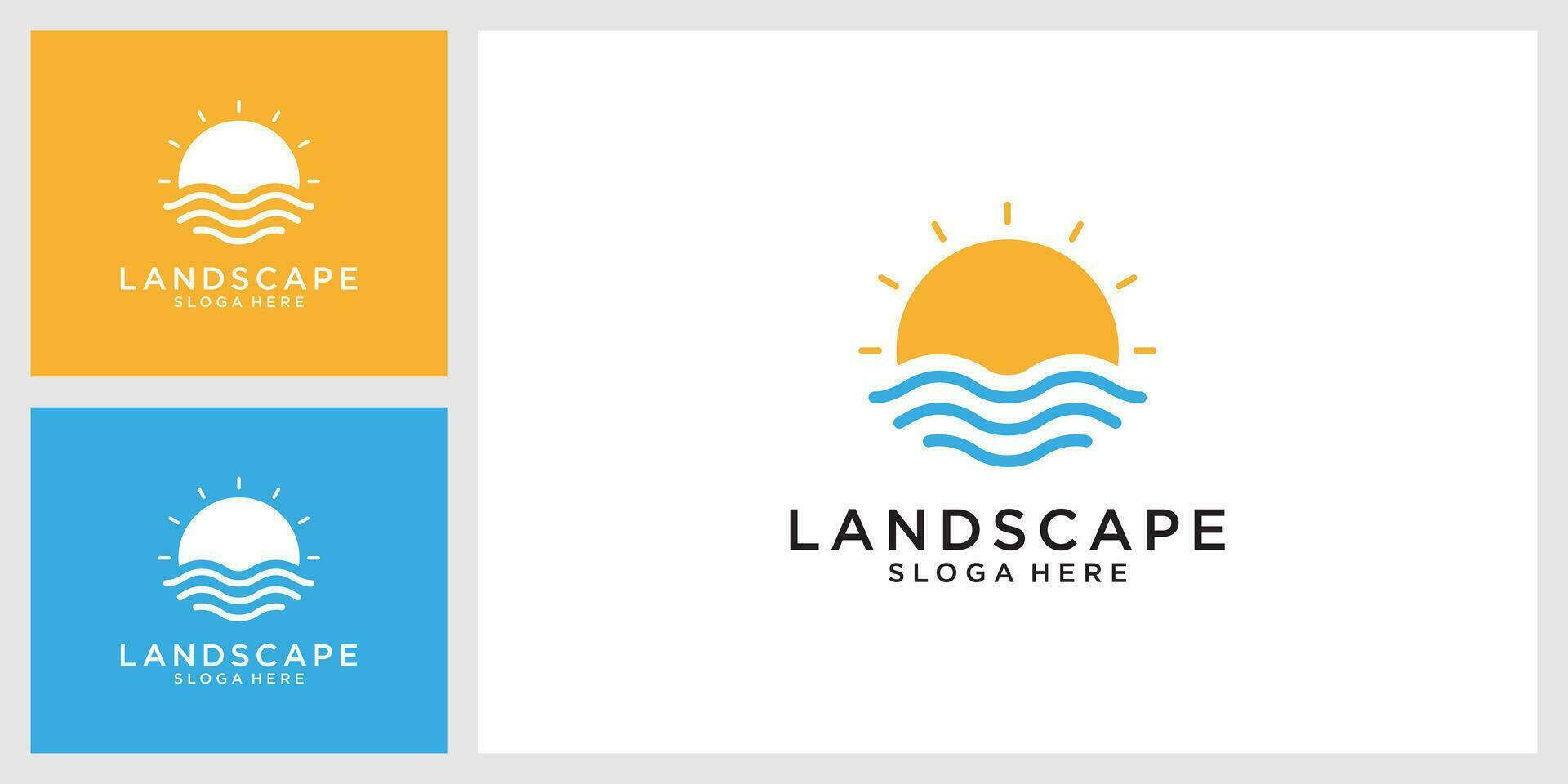 Vector logo design of sunlight in the horizon of the sea