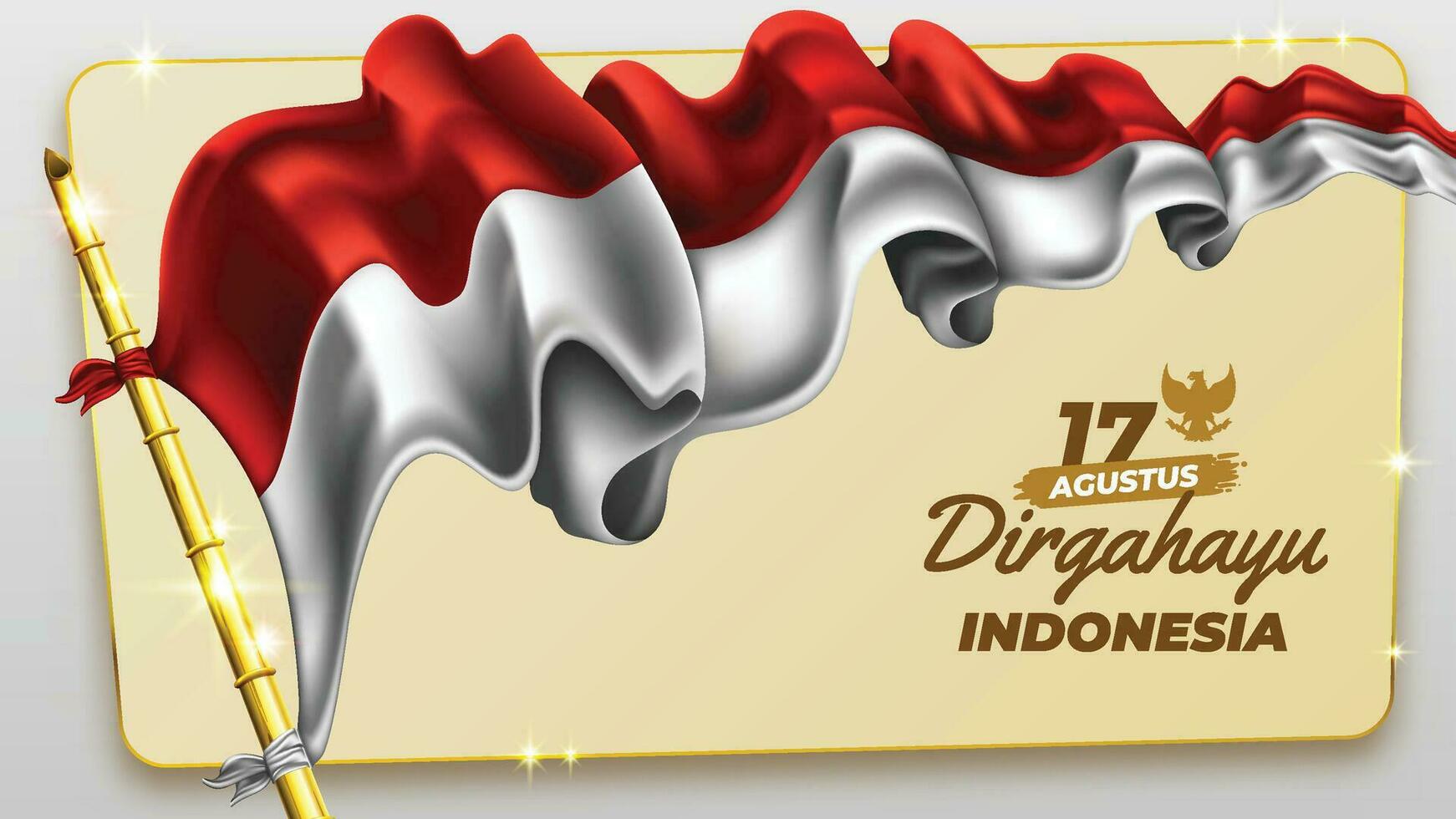 Indonesia Independence Day with Realistic Red and White Flag Illustration vector