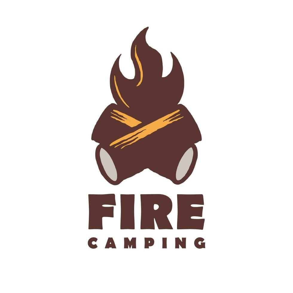 bonfire camping logo vector