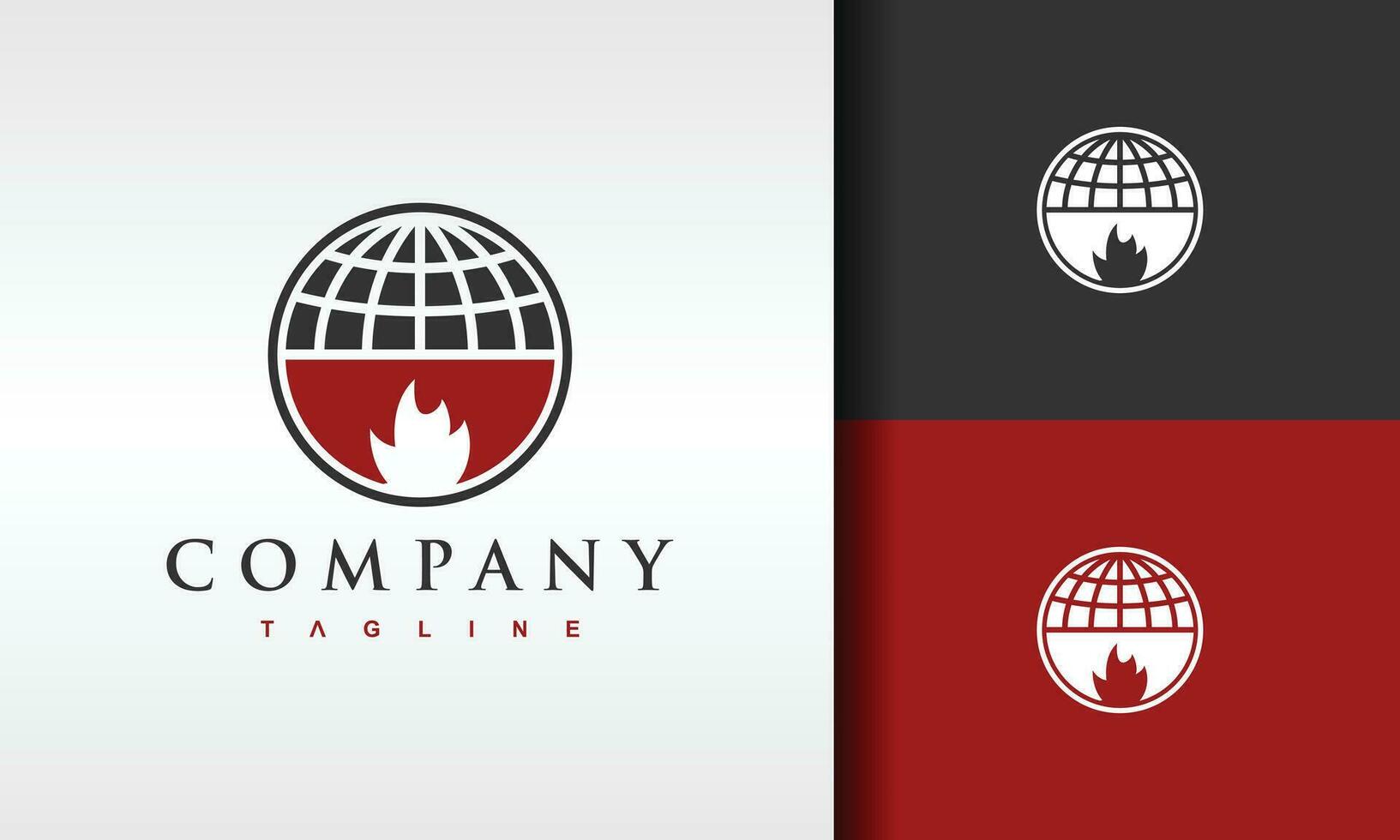 earth globe fire logo vector