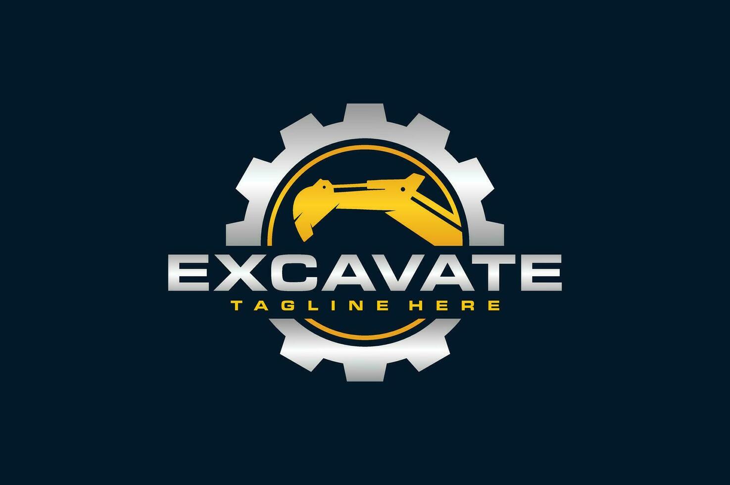 excavador engranaje emblema logo vector
