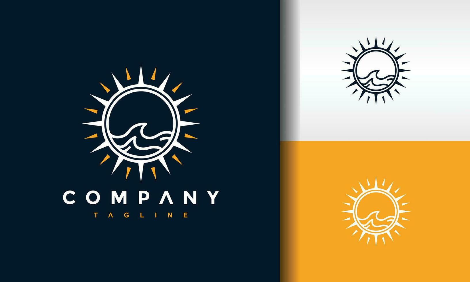 simple wave sun logo vector