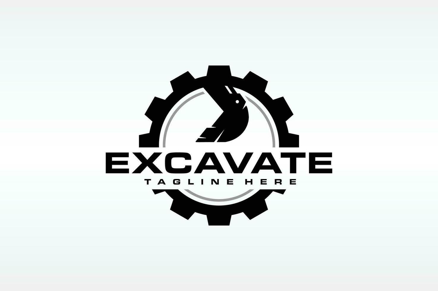 excavador engranaje emblema logo vector