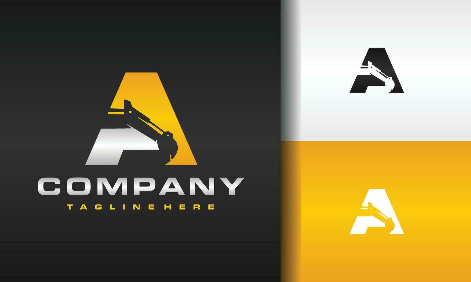 letter A excavator logo vector