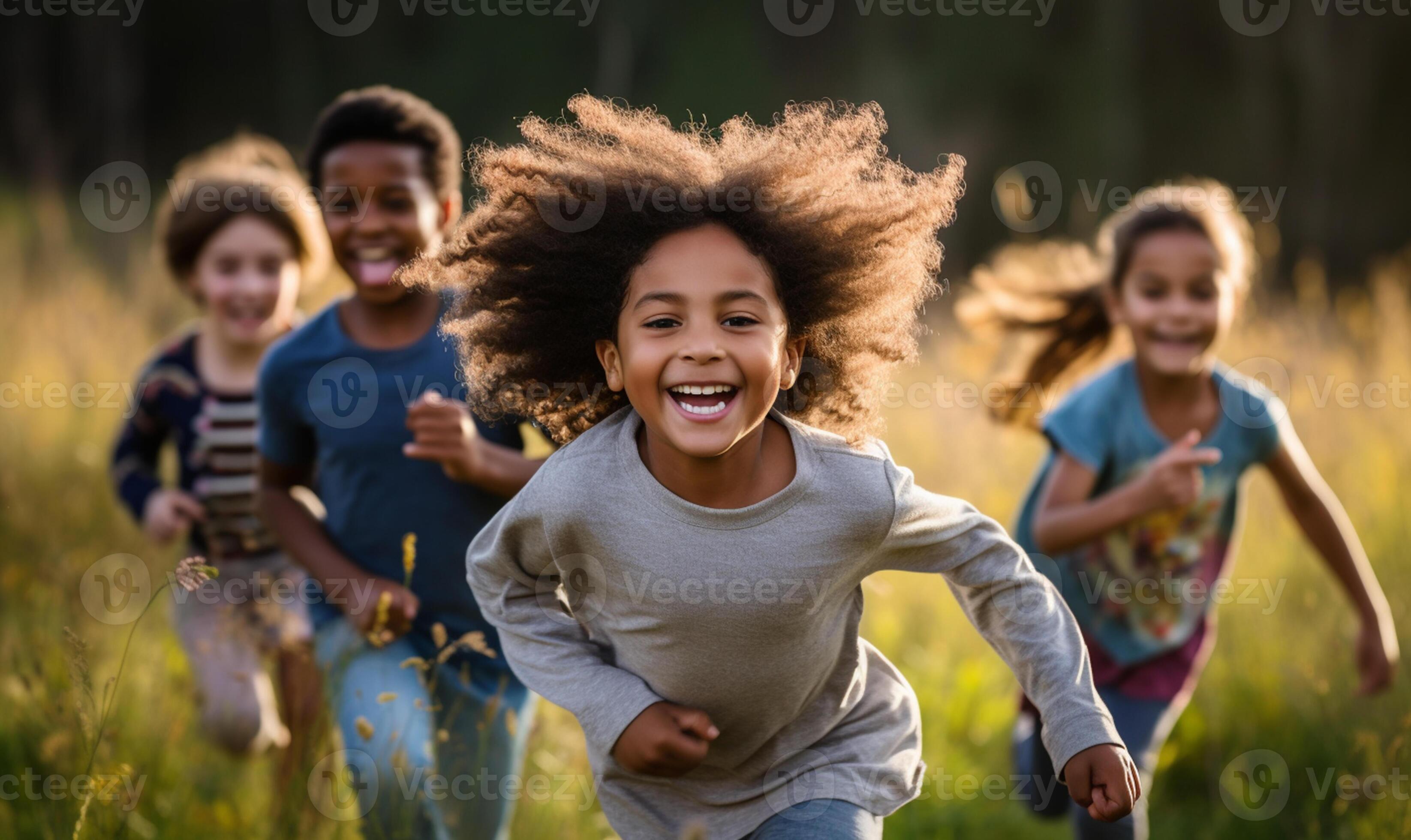 Group of diverse cheerful fun happy multiethnic children outdoors. AI  Generated 26364528 Stock Photo at Vecteezy