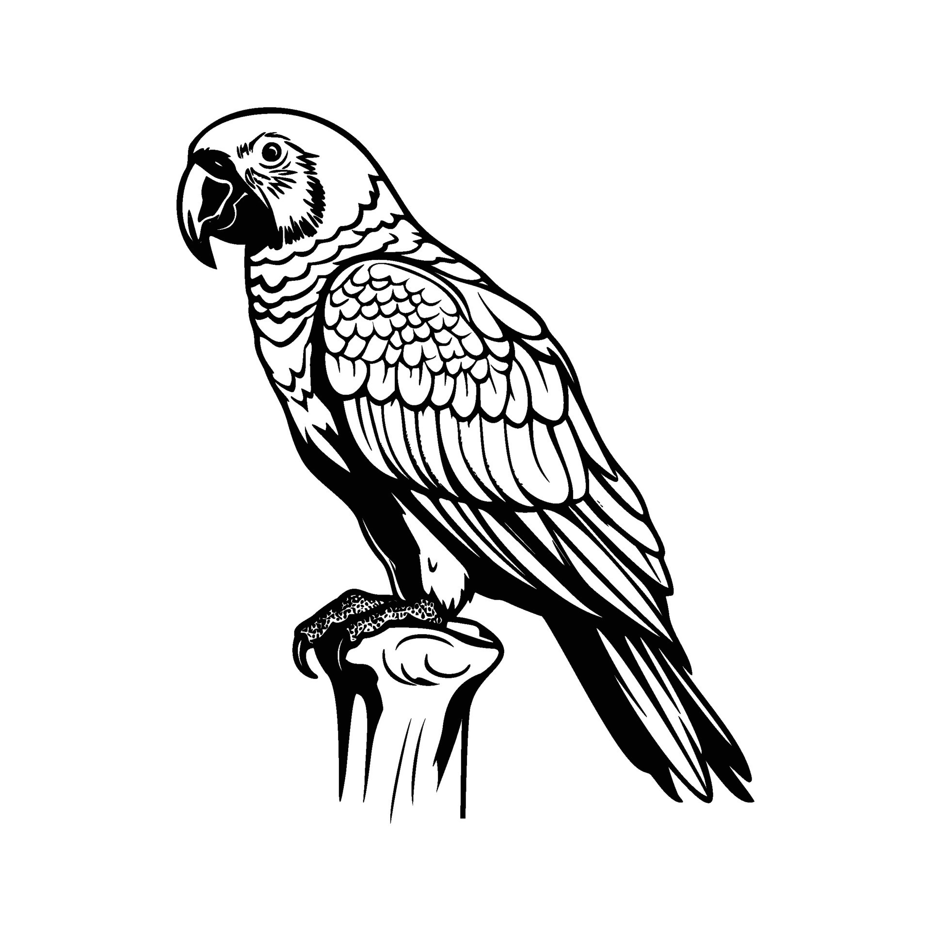 Parrots silhouette, Parrots mascot logo, Parrots Black and White Animal ...