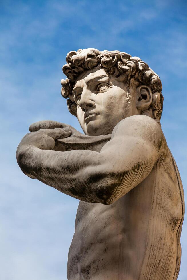 Replica of Statue of David by the Italian artist Michelangelo placed at the Piazza della Signoria in Florence on 1910 photo