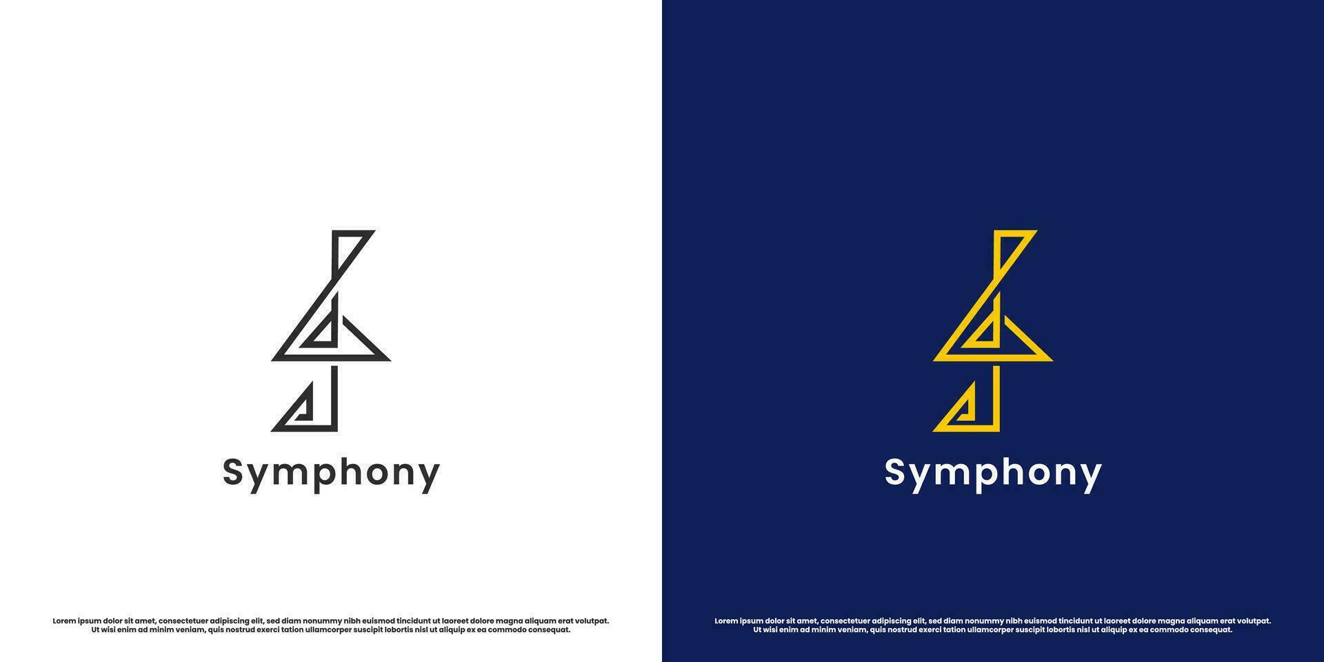Treble clef logo design illustration. Simple flat silhouette of modern