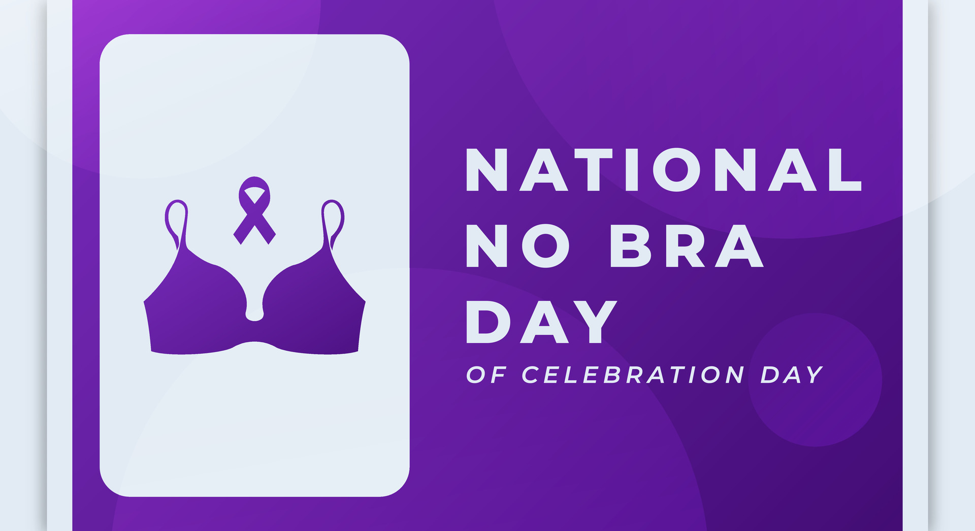 National No Bra Day. Vector web banner, poster, cover. White super push-up  bra icon isolated