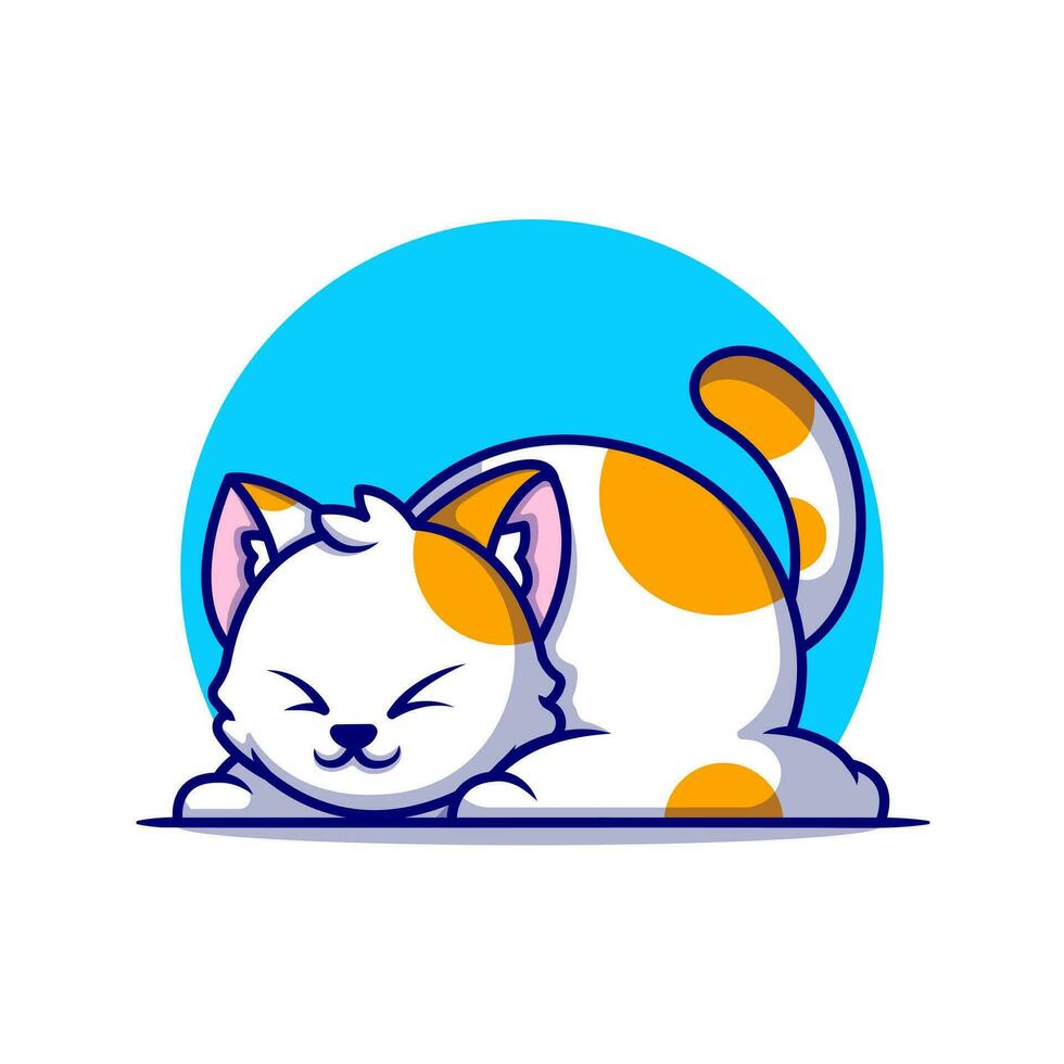 Cute Fat Cat Sleeping Cartoon Vector Icon Illustration.  Animal Nature Icon Concept Isolated Premium Vector. Flat  Cartoon Style