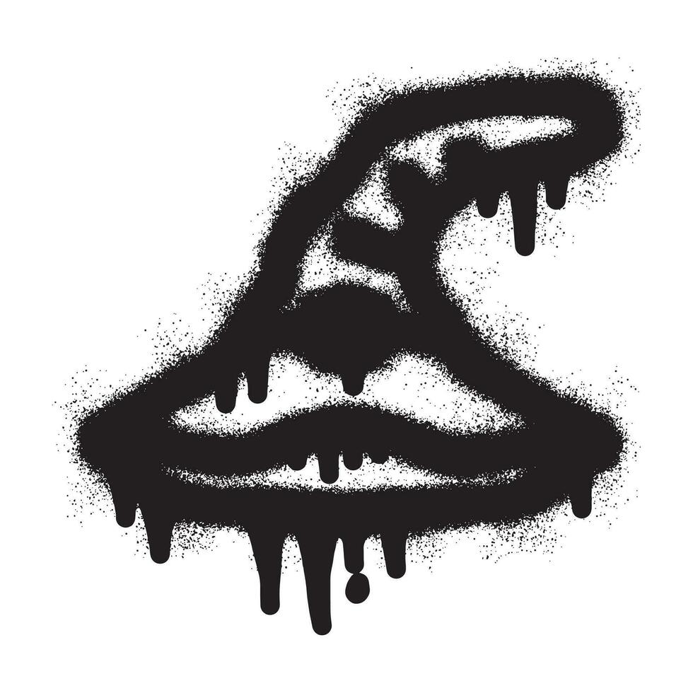 Witch hat icon graffiti with black spray paint vector