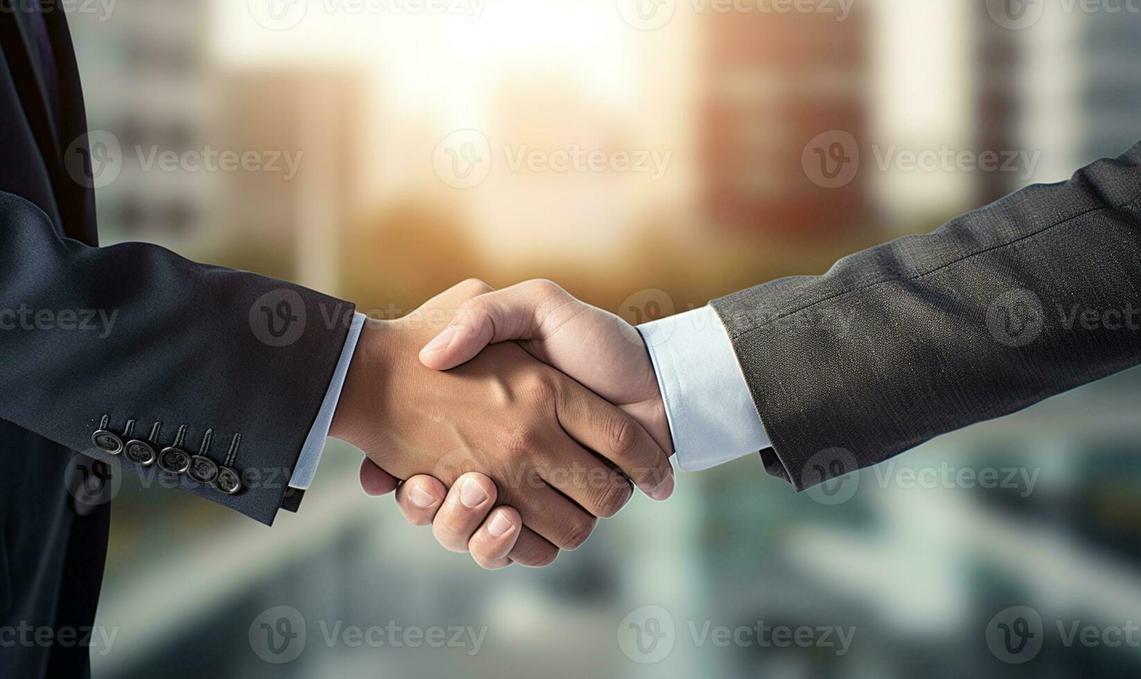 shaking hands at an office construction site. AI Generated photo